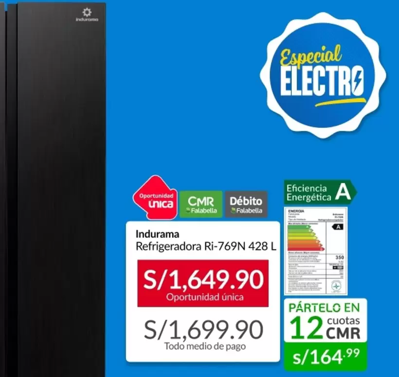 Indurama - Refrigeradora Ri-769N 428 L