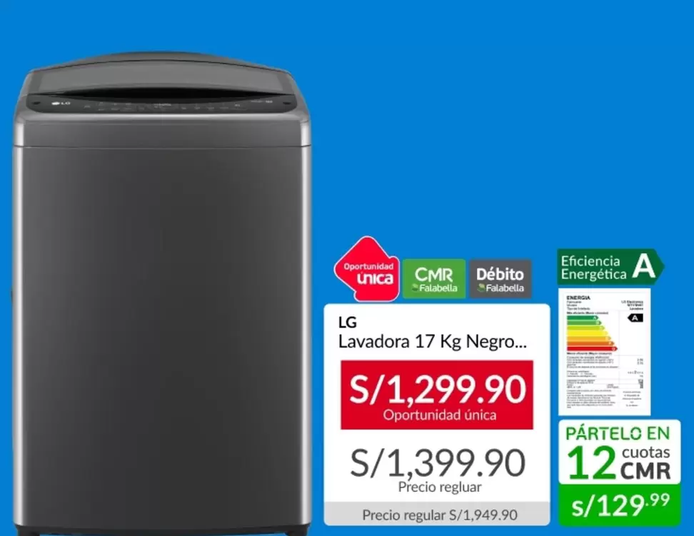 Lg - Lavadora 17 Kg Negro...