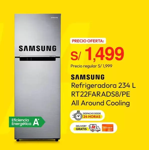 Samsung - Refrigeradora 234 L RT22FARADS8/PE