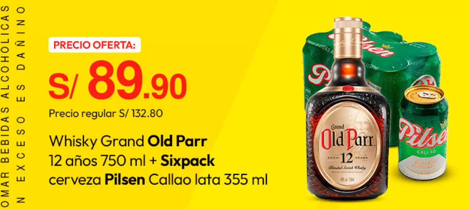 Pilsen - Whisky Grand Old Parr + Sixpack cerveza  Callao