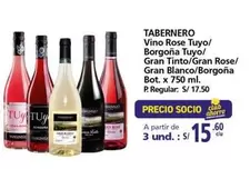 Tabernero - Vino Rose Tuyo/ Borgoña Tuyo/ Gran Tinto/Gran Rose/ Gran Blanco/Borgoña
