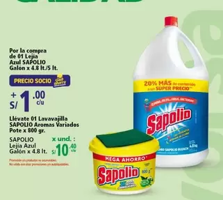 Sapolio - Lejia Azul, Lavavajilla Aromas Variados