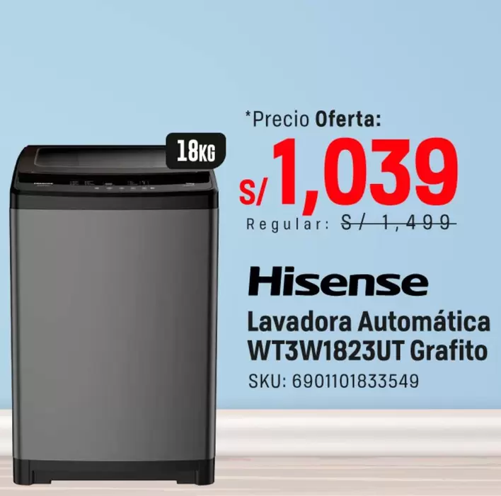 Hisense - Lavadora Automática WT3W1823UT Grafito