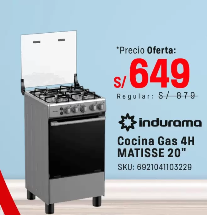 Indurama - Cocina Gas 4H MATISSE 20"