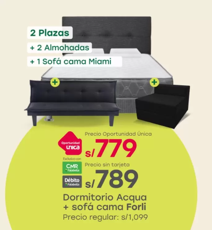 Forli - Dormitorio Acqua + sofá cama