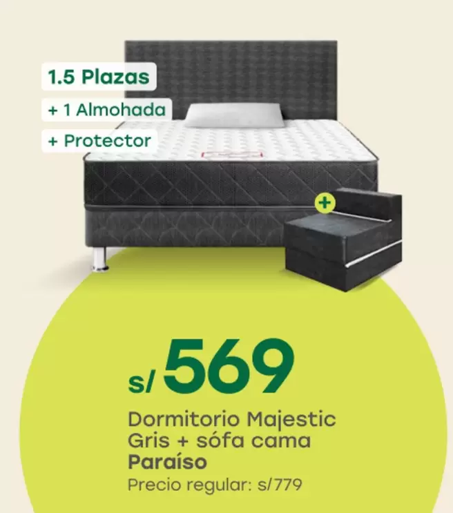 Dormitorio Majestic Gris + sófa cama