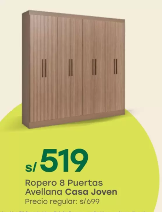 Casa Joven - Ropero 8 Puertas Avellana