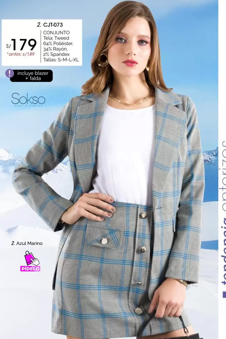 Azul Marino - CONJUNTO Tela Tweed Ref. CJ1073