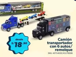 Camión transportador con 6 autos/ remolque