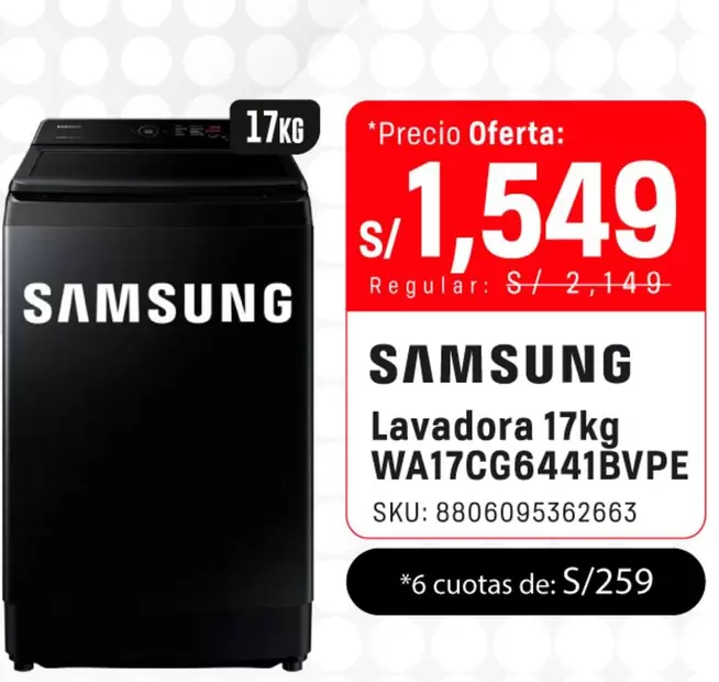 Samsung - Lavadora 17kg WA17CG6441BVPE