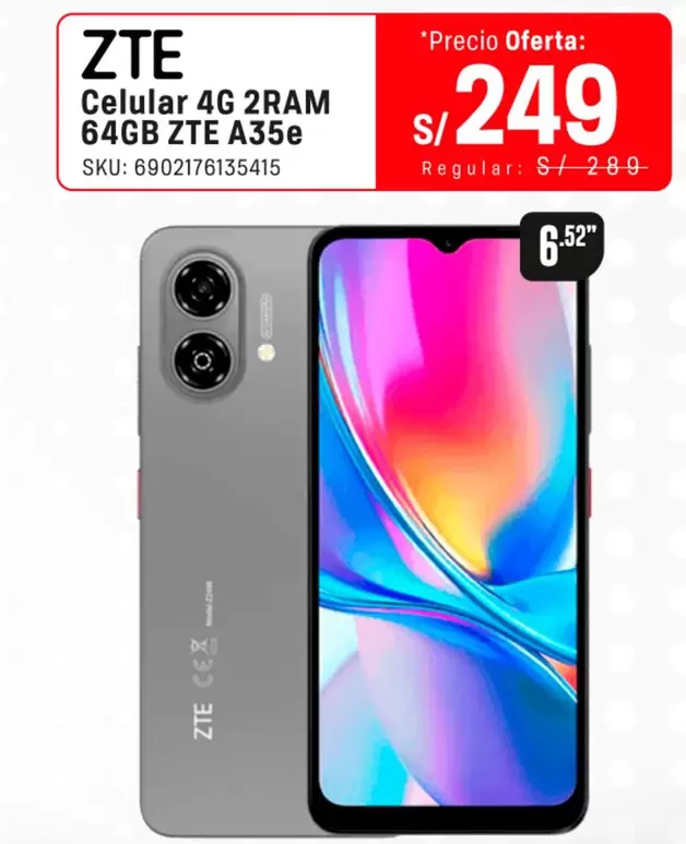 ZTE - Celular 4G 2RAM 64GB A35e
