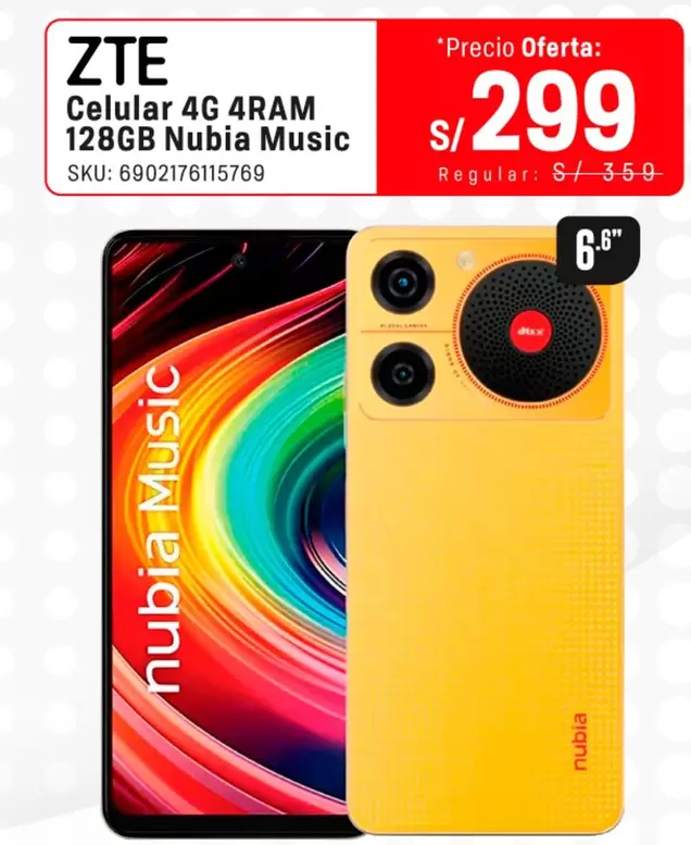 ZTE - Celular 4G 4RAM 128GB Nubia Music