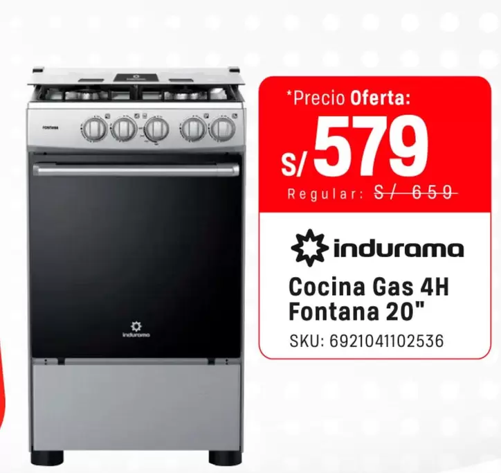 Indurama - Cocina Gas 4H Fontana 20"