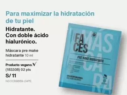 Faces - Máscara pre make hidratante 10 ml