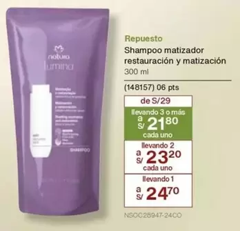Natura - Shampoo matizador restauración y matización