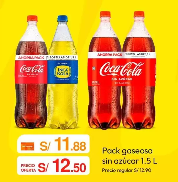 Coca-Cola - gaseosa sin azúcar 1.5 L