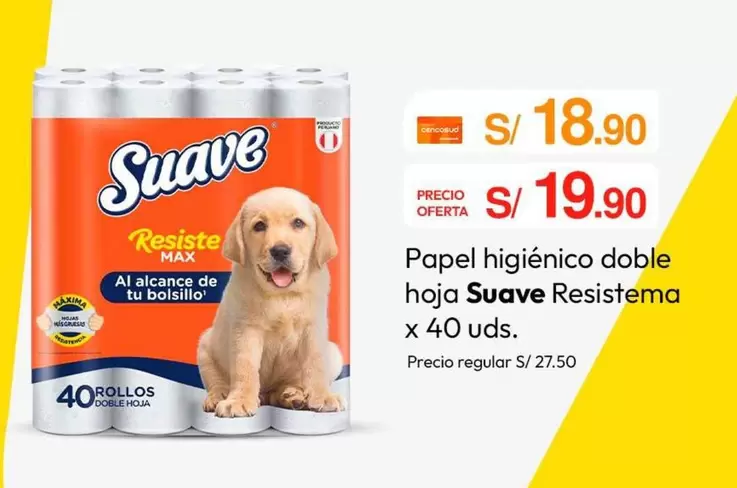 Suave - Papel higiénico doble hoja Resistema