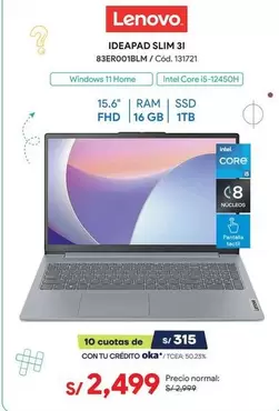 Lenovo - IDEAPAD SLIM 3I 83ER001BLM