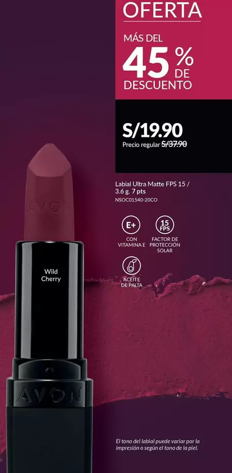 Avon - Labial Ultra Matte FPS 15