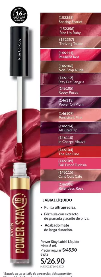 Avon - Power Stay Labial Liquido