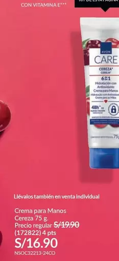 Avon - Crema para Manos Cereza 75 g