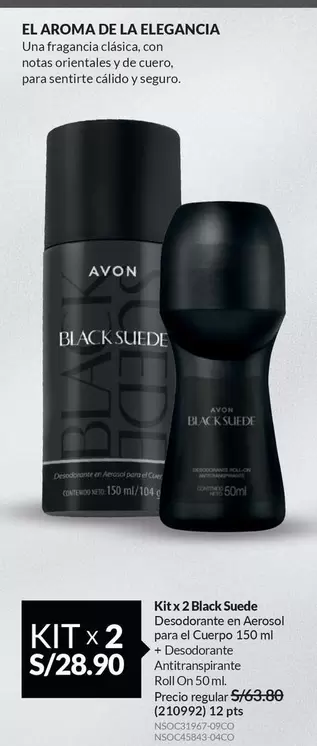 Avon - 2 Black Suede Desodorante