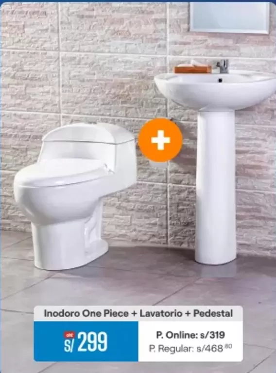 Inodoro One Piece + Lavatorio + Pedestal