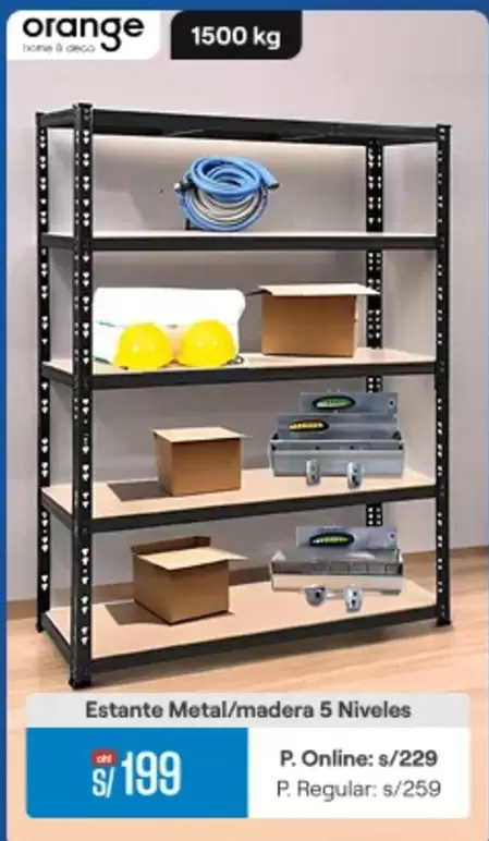 Orange - Estante Metal/madera 5 Niveles