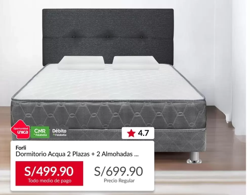 Forli - Dormitorio Acqua 2 Plazas + 2 Almohadas...
