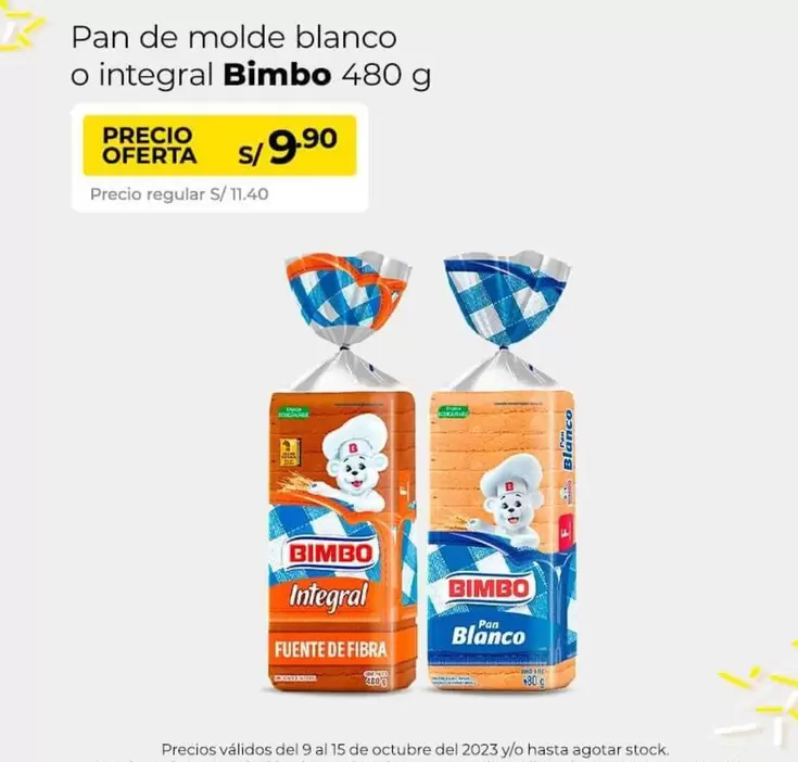 Bimbo - Pan de molde blanco o integral