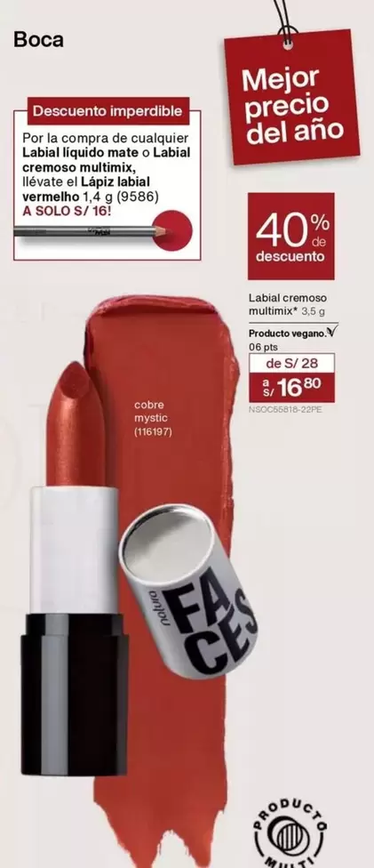 Solo - Labial liquido mate o Labial cremoso multifilm