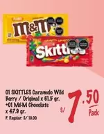 SKITTLES Caramelo Wild Berry / Original + M&M Chocolate