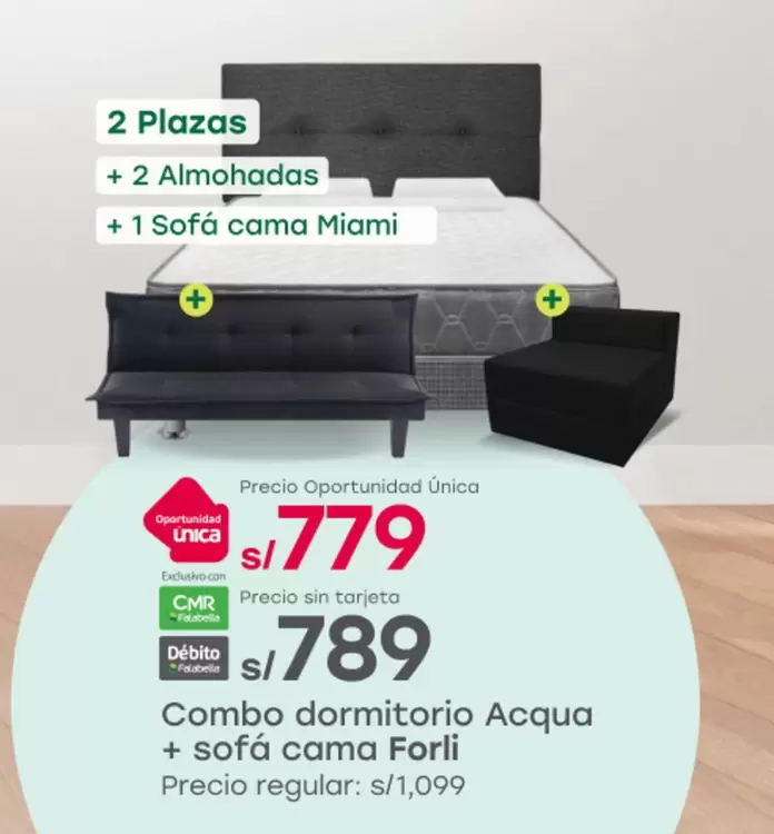 Forli - Combo dormitorio Acqua + sofá cama