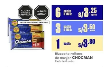Chocman - Bizcocho relleno de manjar