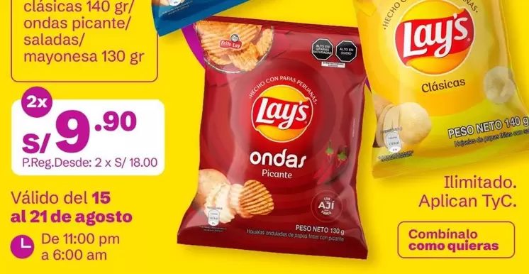 Lay's - clásicas, ondas picante, saladas, mayonesa