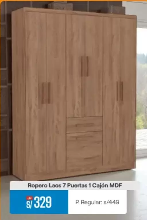 Ropero Laos 7 Puertas 1 Cajón MDF