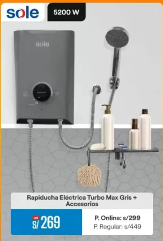 Sole - Rapiducha Eléctrica Turbo Max Gris + Accesorios