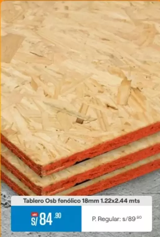 Tablero Osb fenólico 18mm 1.22x2.44 mts