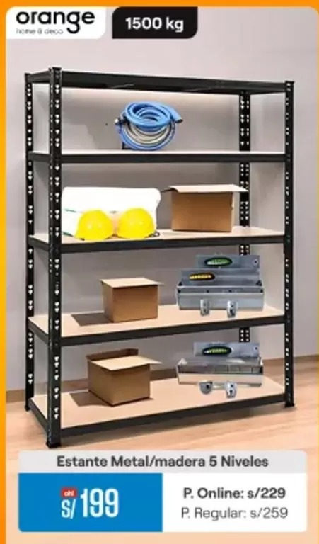 Orange - Estante Metal/madera 5 Niveles