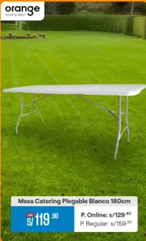 Orange - Mesa Catering Plegable Bianco 180cm