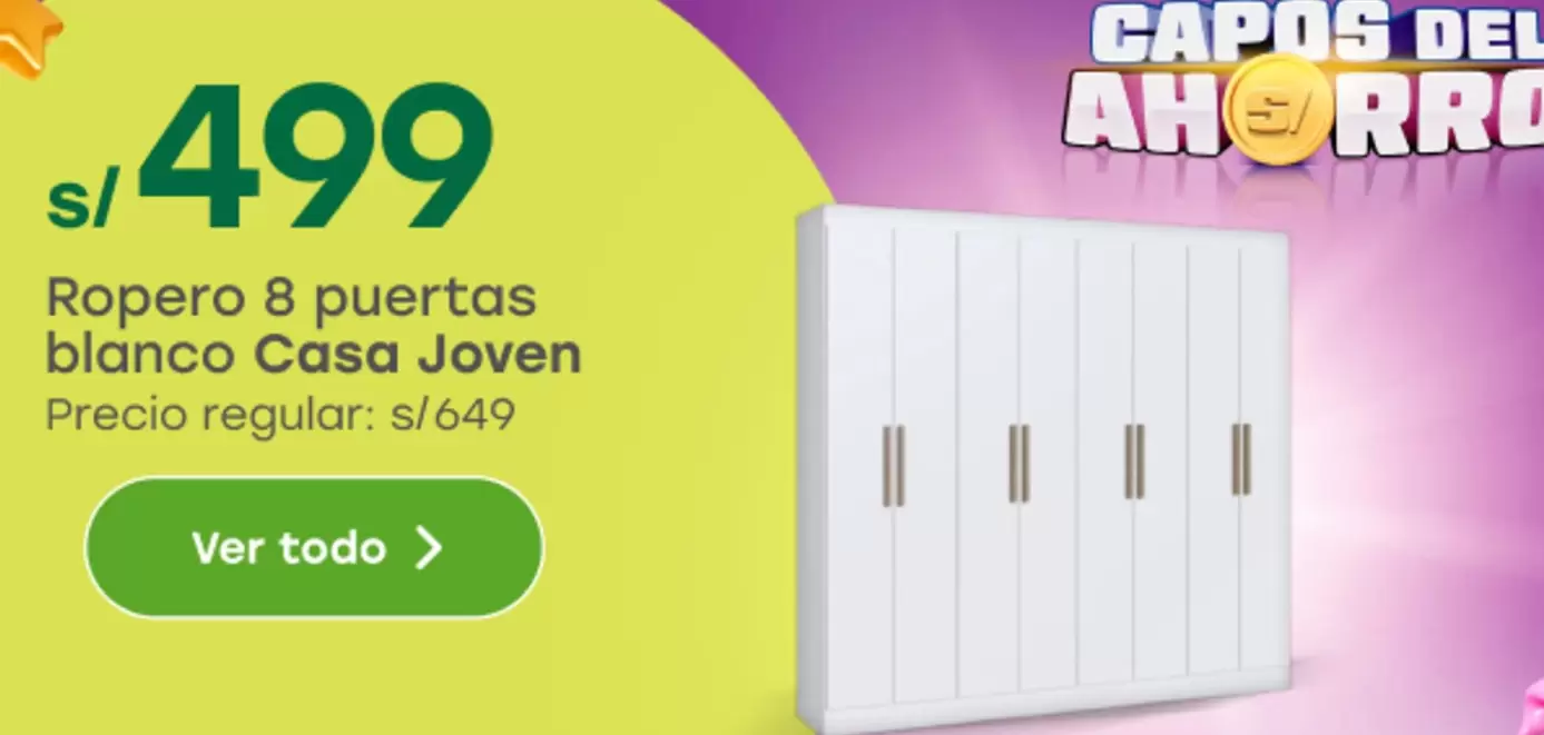 Casa Joven - Ropero 8 puertas blanco