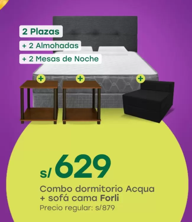 Forli - Combo dormitorio Acqua + sofá cama