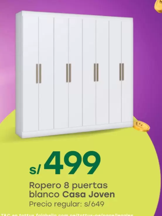 Casa Joven - Ropero 8 puertas blanco