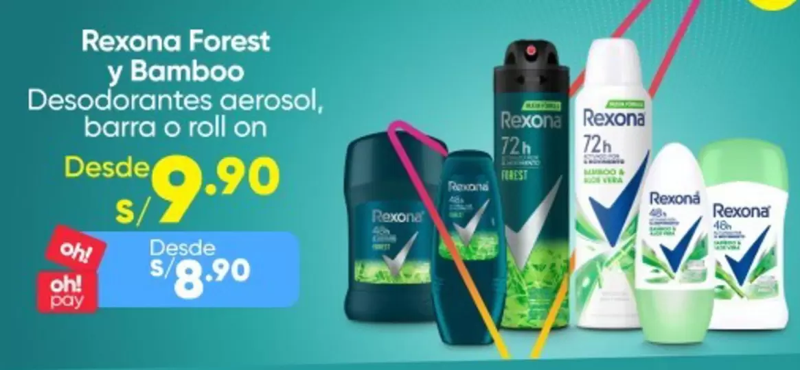 Rexona - Forest y Bamboo Desodorantes aerosol, barra o roll on