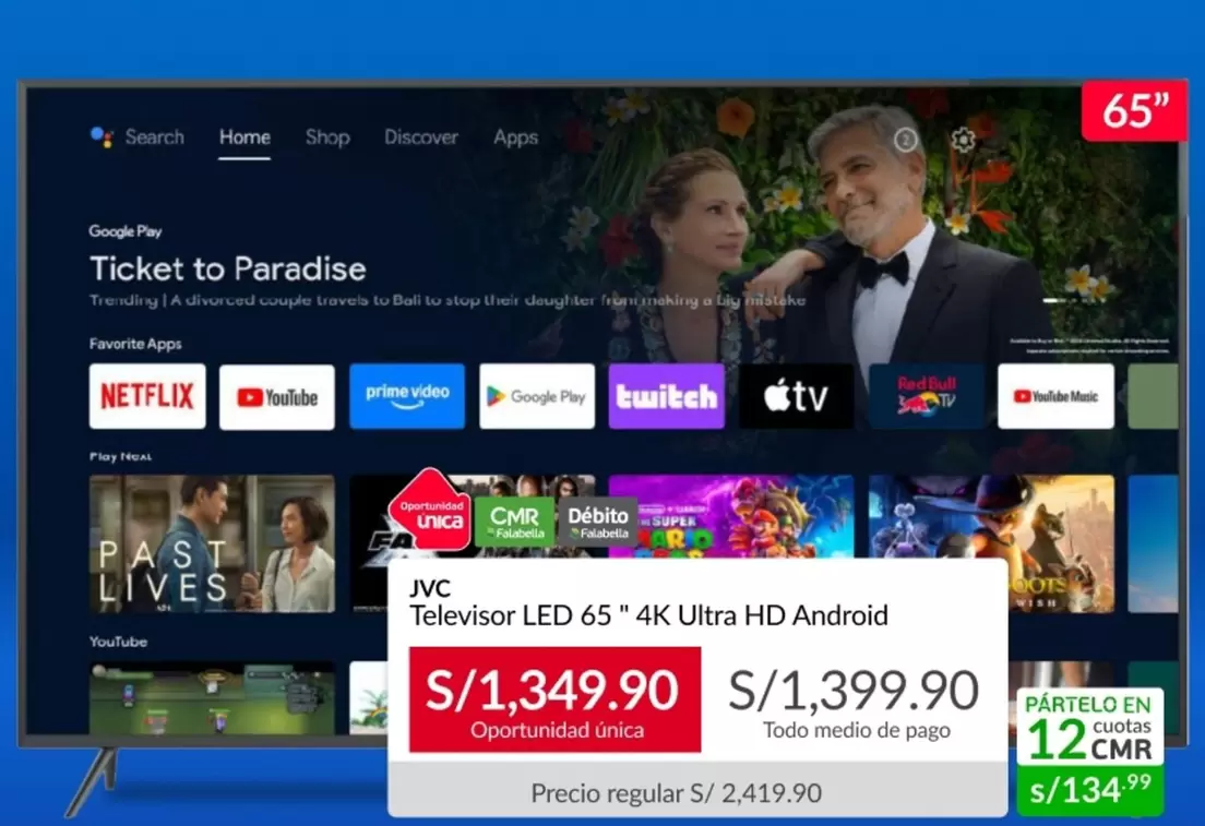 JVC - Televisor LED 65" 4K Ultra HD Android
