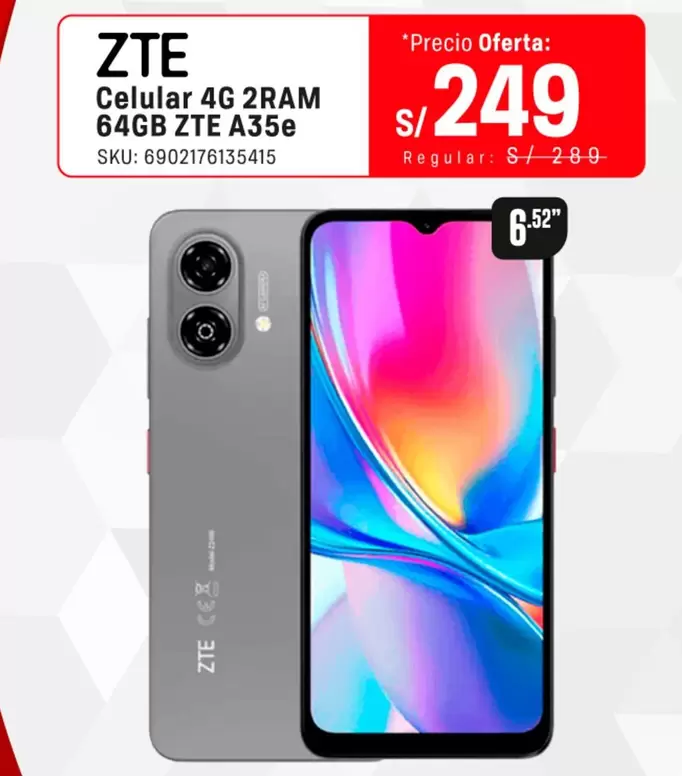 ZTE - Celular 4G 2RAM 64GB A35e