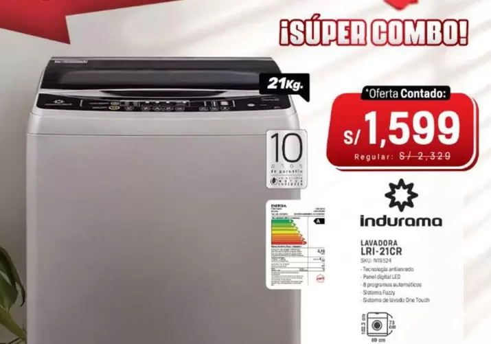 Indurama - LAVADORA LRI-21CR