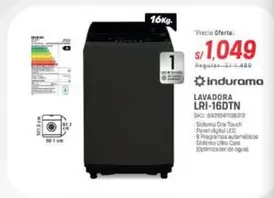 Indurama - LAVADORA LRI-16DTN