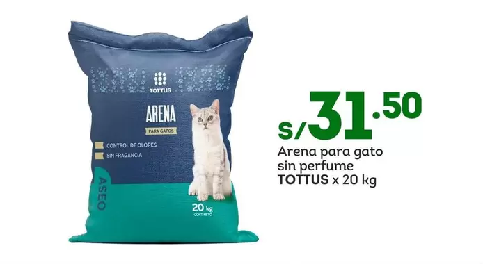 Tottus - Arena para gato sin perfume