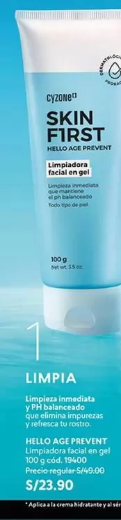Age - SKIN FIRST HELLO AGE PREVENT Limpiadora facial en gel
